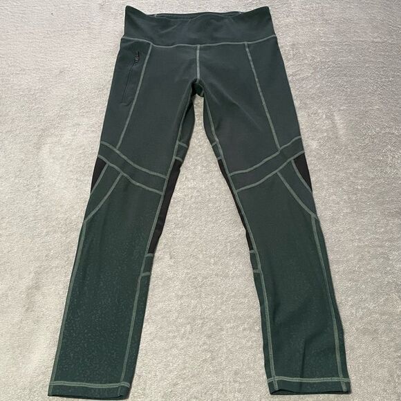 Nanette Lepore 7/8 leggings size medium gorgeous green with black mesh - Picture 2 of 7